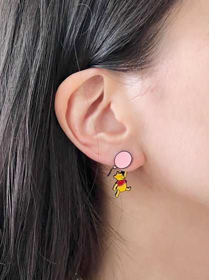 Disney-licensed characters earrings, Winnie the Pooh  Piglet Ear jackets two way earrings