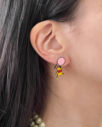 Disney-licensed characters earrings, Winnie the Pooh  Piglet Ear jackets two way earrings