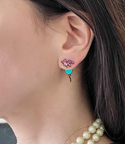 Disney-licensed characters earrings, Winnie the Pooh  Piglet Ear jackets two way earrings