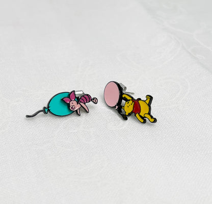 Disney-licensed characters earrings, Winnie the Pooh  Piglet Ear jackets two way earrings