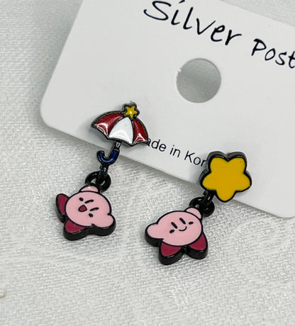 Cute Kirby Star Allies Unbalance dangle earrings, Kirby Star Allies drop earrings, Kids Earrings