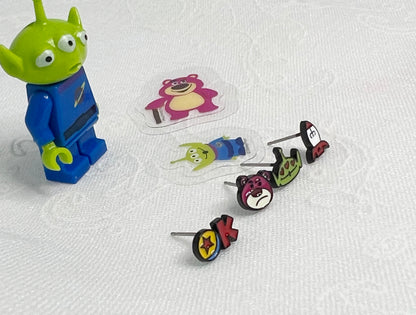 Disney-licensed set of 4 toy story characters earrings,  Lotso bear,