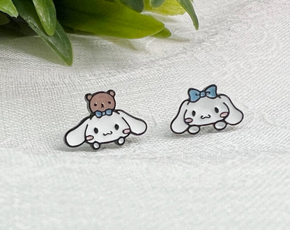 Sanrio character stud earrings Cinnamorolls, kids earrings