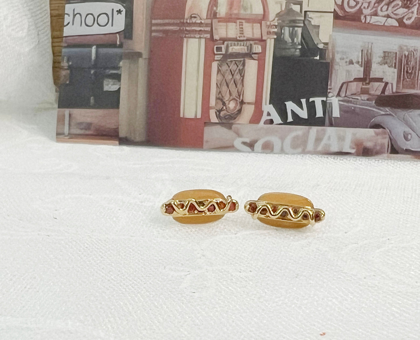 Baguette bread Stud Earrings /Sausage Hotdog earrings, Food Earrings, Carb Lovers