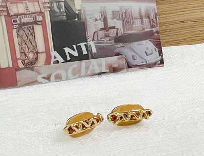 Baguette bread Stud Earrings /Sausage Hotdog earrings, Food Earrings, Carb Lovers