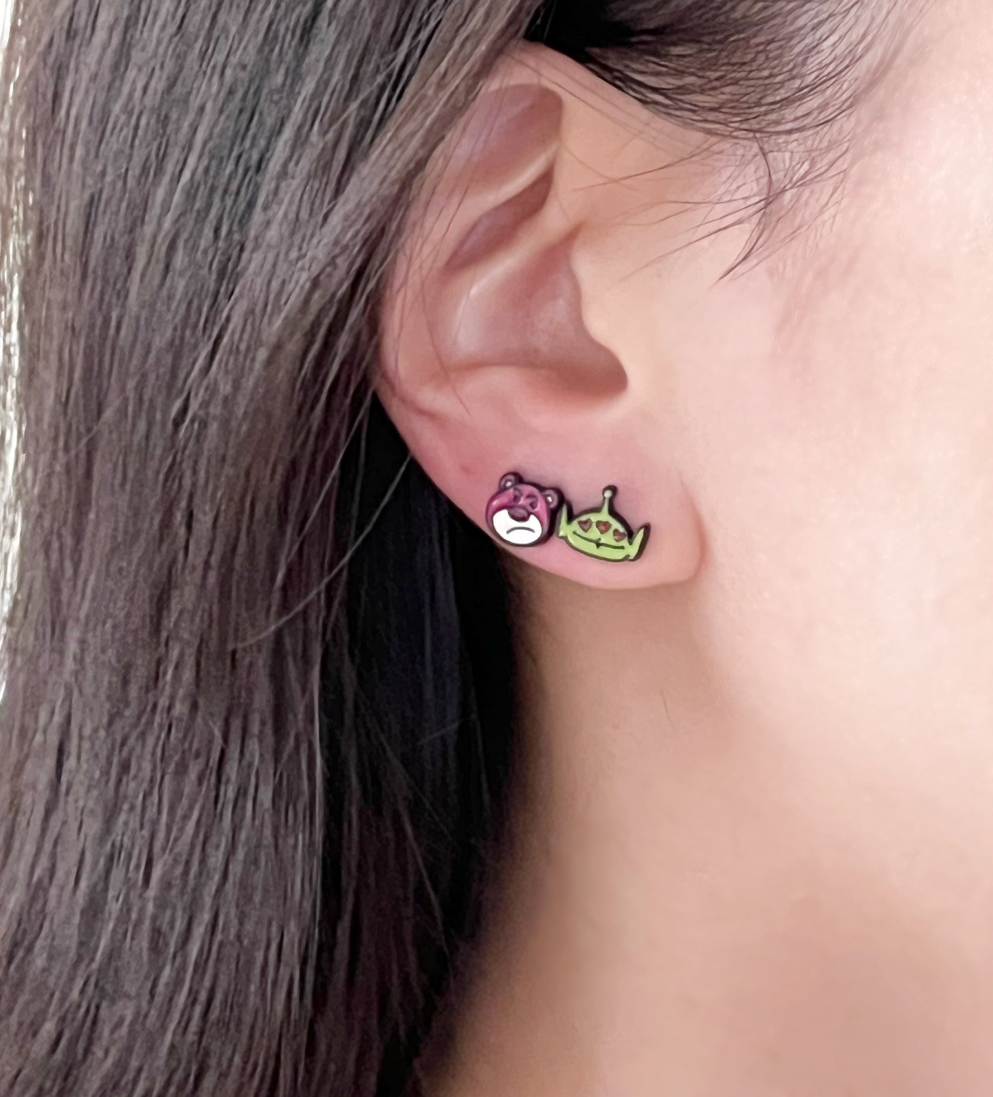 Disney-licensed set of 4 toy story characters earrings,  Lotso bear,