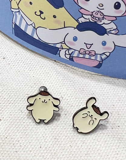 Sanrio characters Hello Kitty, pompompurin, Screw back earrings, screw back ball Ear Piercing, Barbells Surgical Steel Cartilage earrings,Golden Retriever earrings