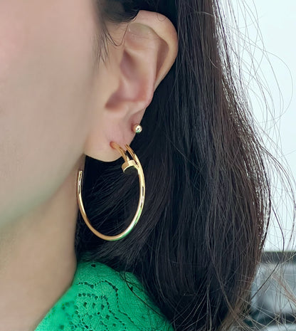 Big Nail hoop style earrings , Coiled Nail ring earrings, Nail Earring Hoops