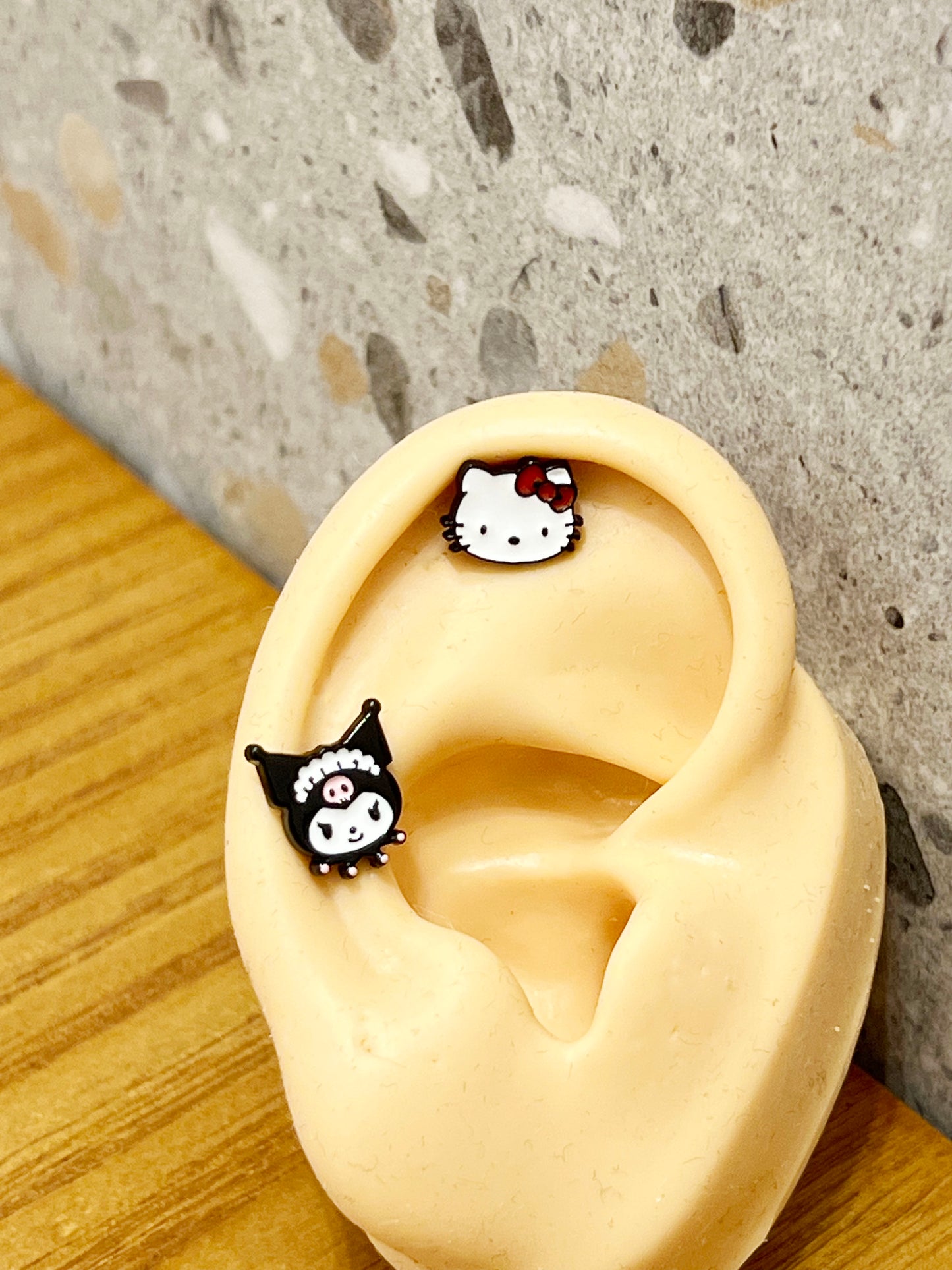 Sanrio characters 4 types Tiny Kuromi screw back ball Ear Piercing, Barbells Surgical Steel Cartilage earrings