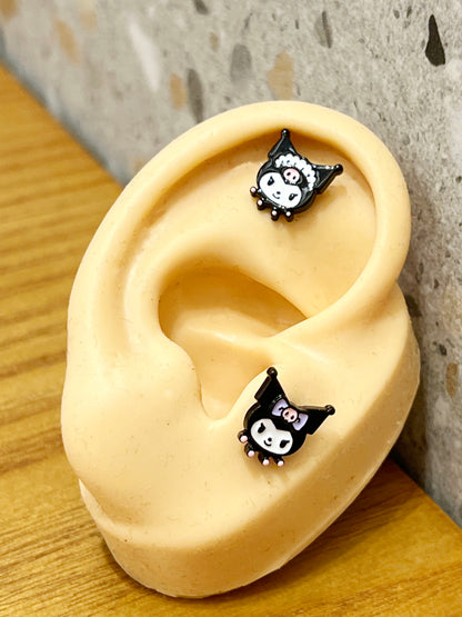 Sanrio characters 4 types Tiny Kuromi screw back ball Ear Piercing, Barbells Surgical Steel Cartilage earrings