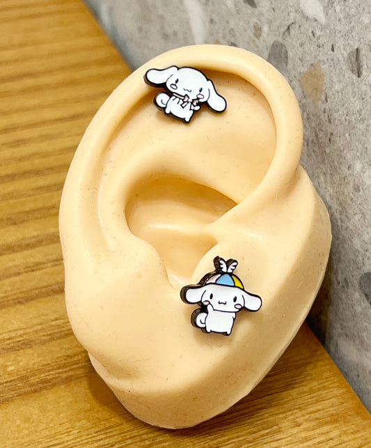 Sanrio characters Cinnamorolls Screw back earrings, screw back ball Ear Piercing, Barbells Surgical Steel Cartilage earrings