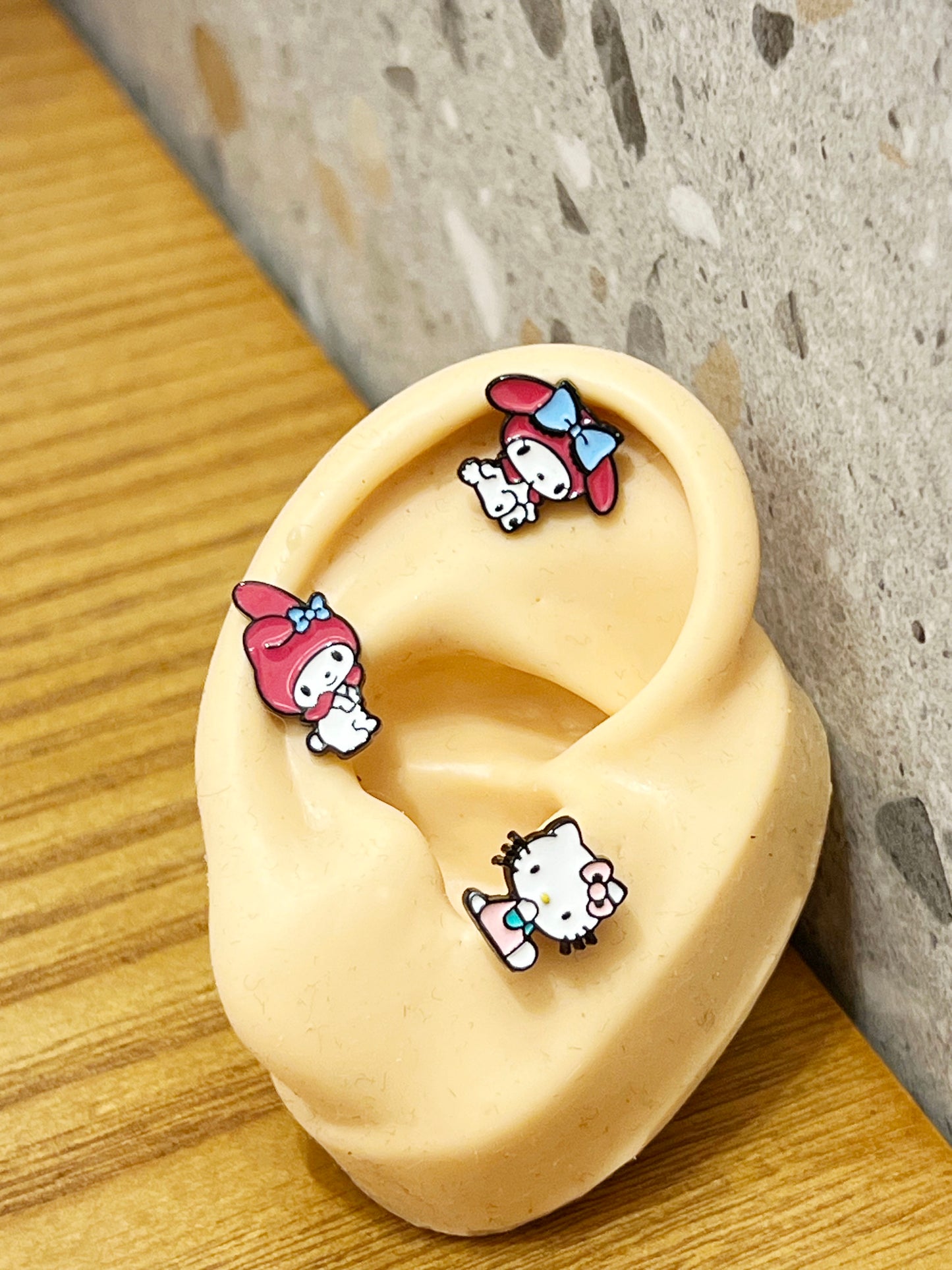 Sanrio characters My Melody Screw back earrings, screw back ball Ear Piercing, Barbells Surgical Steel Cartilage earrings