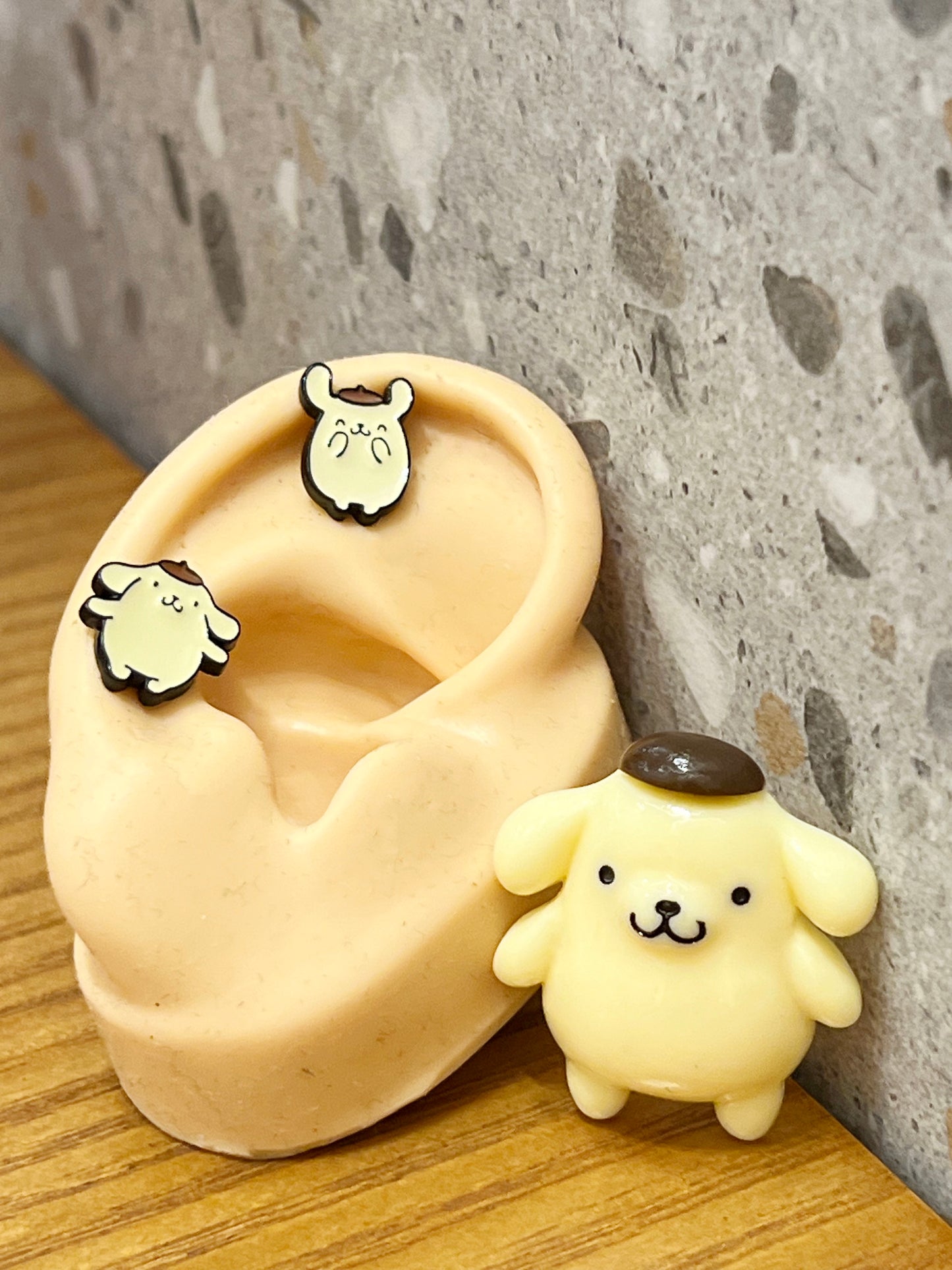 Sanrio characters Hello Kitty, pompompurin, Screw back earrings, screw back ball Ear Piercing, Barbells Surgical Steel Cartilage earrings,Golden Retriever earrings