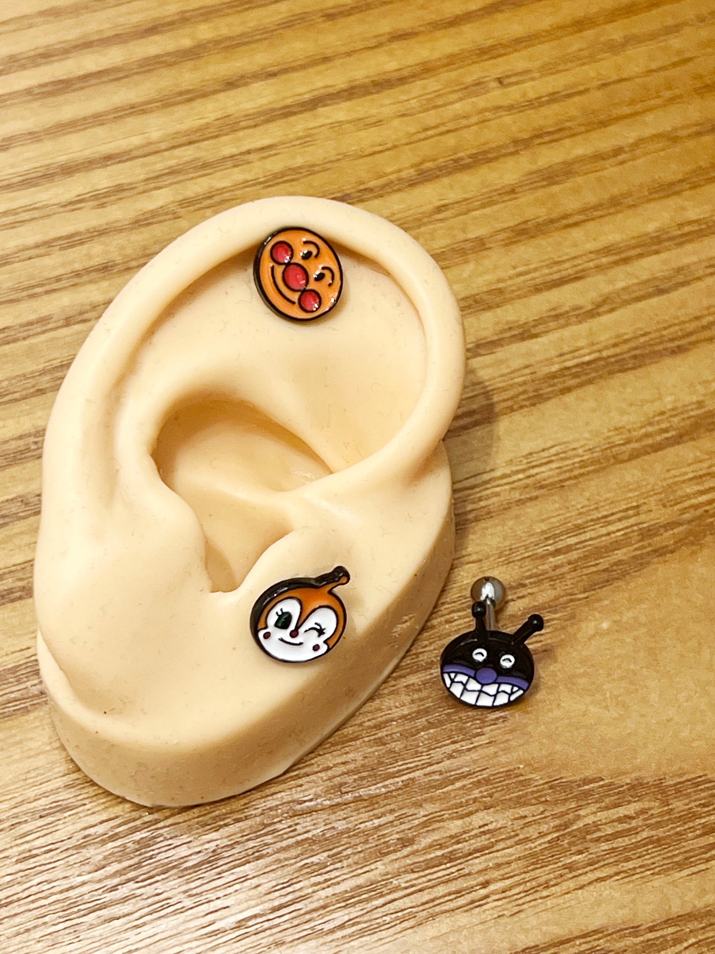 Anpanman ,Dokinchan,Baikinman screw back ball Ear Piercing, Barbells Surgical Steel Cartilage earrings kawaii japanese anime