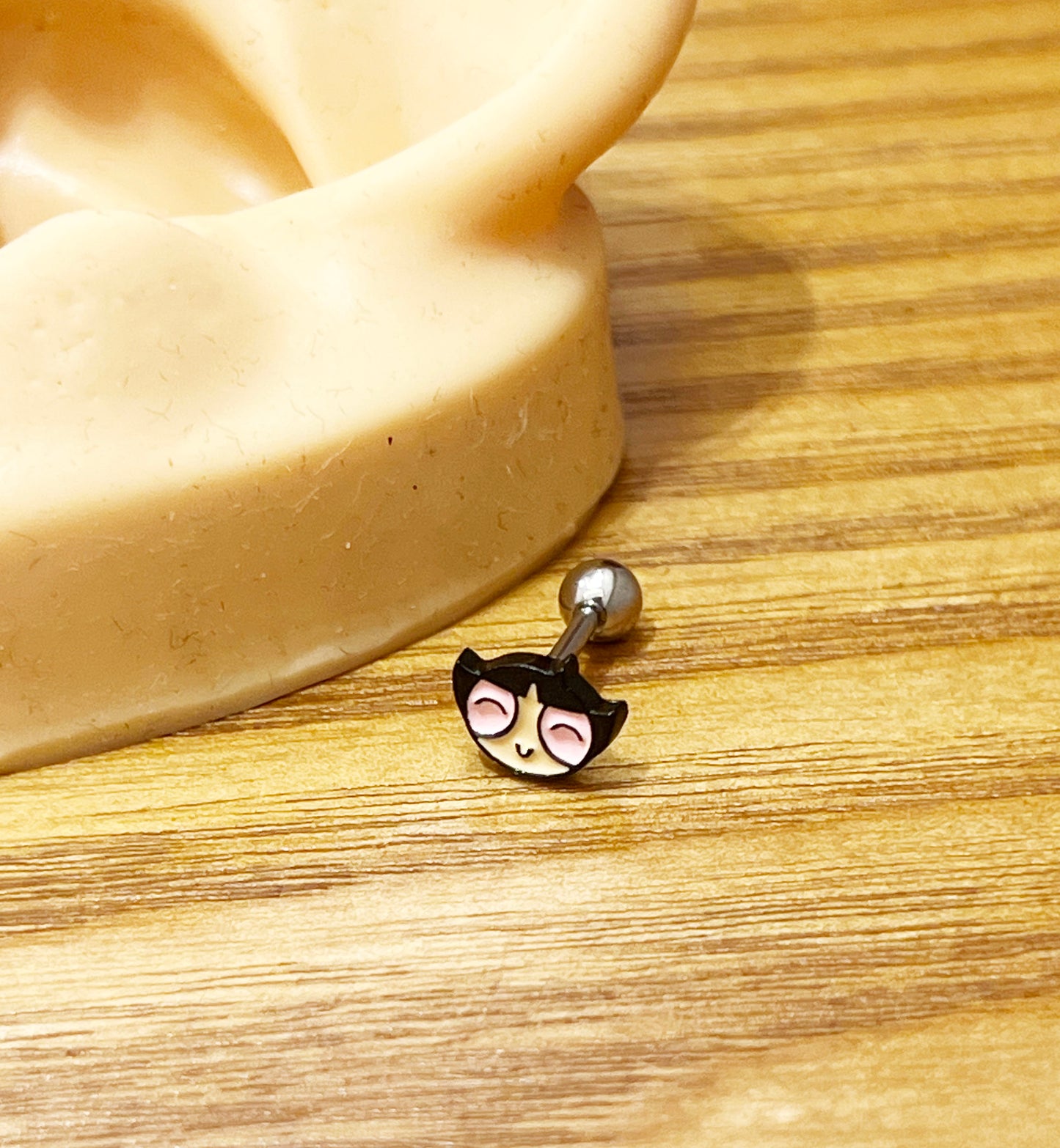 Tiny Powerpuff Girls Screwback Barbells Ear Piercing , Surgical Steel Screw Back Ear Stud ,Blossom,Bubbles,Buttercup