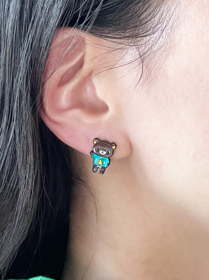 Cute Rilakkuma and Korilakkuma Set of 3 Unbalance earrings, Cute Character Earrings ,Bear earrings-2