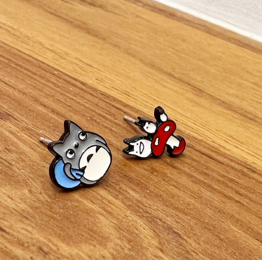 Ghibli Studio Earrings My neighbor Totoro unbalance earrings ,Tiny Totoro post earrings Japanese Anime character jewelry