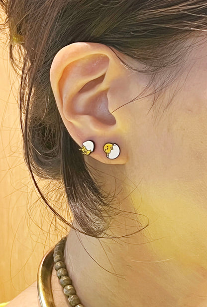 Sanrio characters Set of 4 Tiny and Cute gudetama Earrings, Kawaii Egg earrings