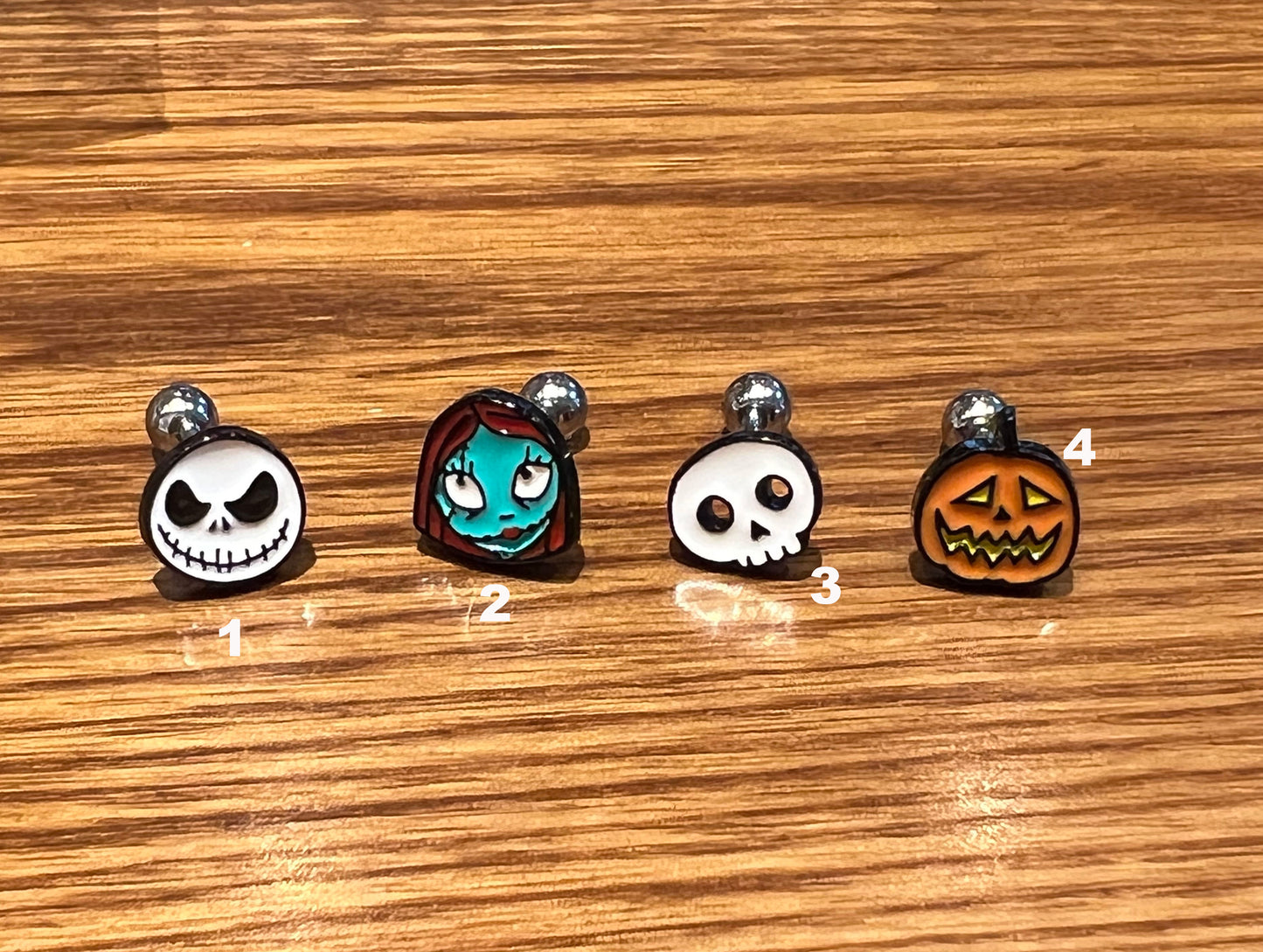 Corpse Bride stud Earrings, halloween day earrings Victor and Emily screw back ball Ear Piercing, Barbells Surgical Steel Cartilage earrings