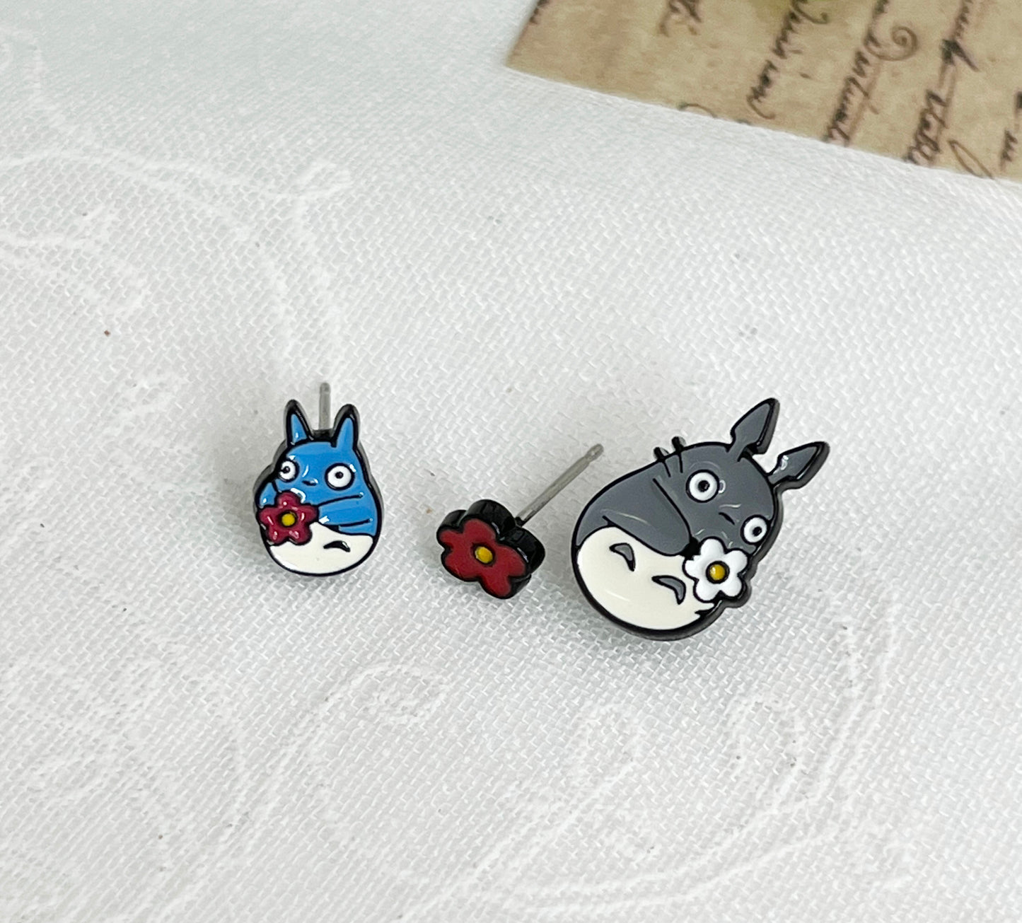 My neighbor Totoro stud earrings set -3 Types ,Totoro and Susuwatari Earrings ,Totoro post earrings My neighbor Totoro stud earrings, Ghibli Studio earrings