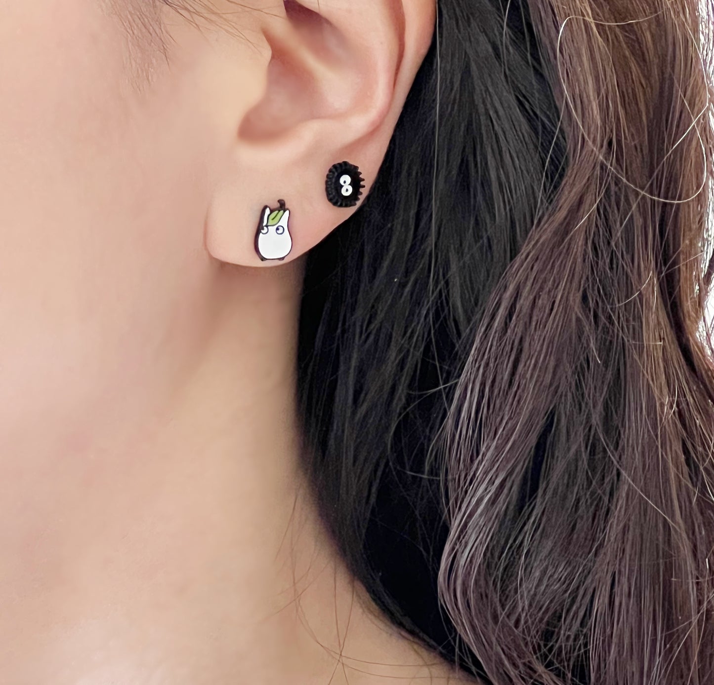 Totoro two ways earrings ,Totoro and Susuwatari post earrings Mei ,My neighbor Totoro stud earrings