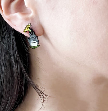 Totoro two ways earrings ,Totoro and Susuwatari post earrings Mei ,My neighbor Totoro stud earrings