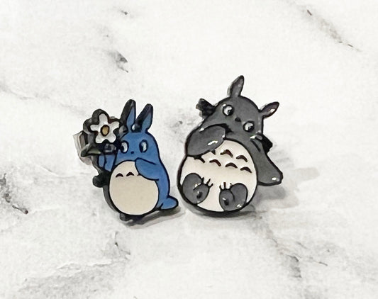 Ghibli Studio Earrings My neighbor Totoro unbalance earrings ,Totoro post earrings Japanese Anime character jewelry