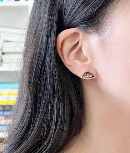 Ghibli Studio Earrings, Totoro and  Nekobasu unbalance earrings ,My neighbor Totoro cat bus earrings, cute character earrings Japanese Anime