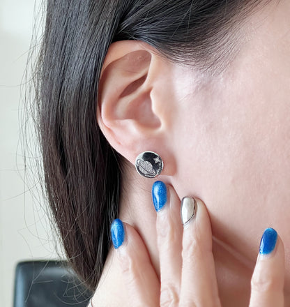 Cubic Universe Planet Earrings , cubic Space disc earrings, Saturn and moon cubic earrings