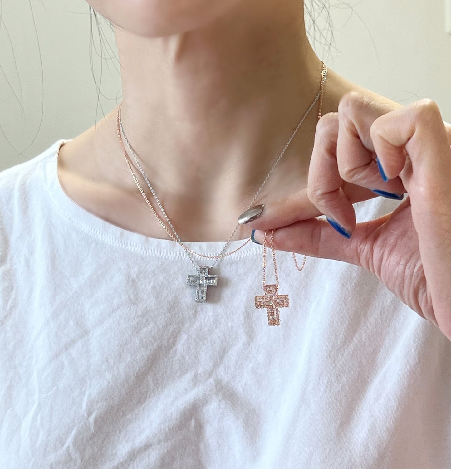 Cubic Cross Pendant statement necklace, Detachable Cubic Zirconia cross statement necklace