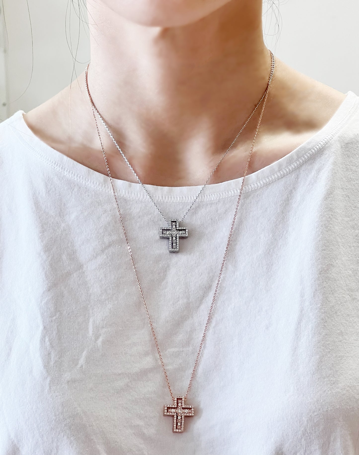 Cubic Cross Pendant statement necklace, Detachable Cubic Zirconia cross statement necklace