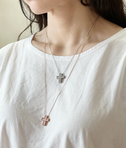 Cubic Cross Pendant statement necklace, Detachable Cubic Zirconia cross statement necklace