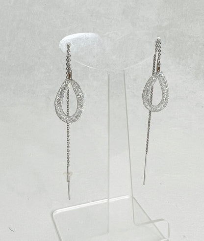 Open Water drop Ear Threader ,Long earrings,  Tear Drop Pull Through Earrings