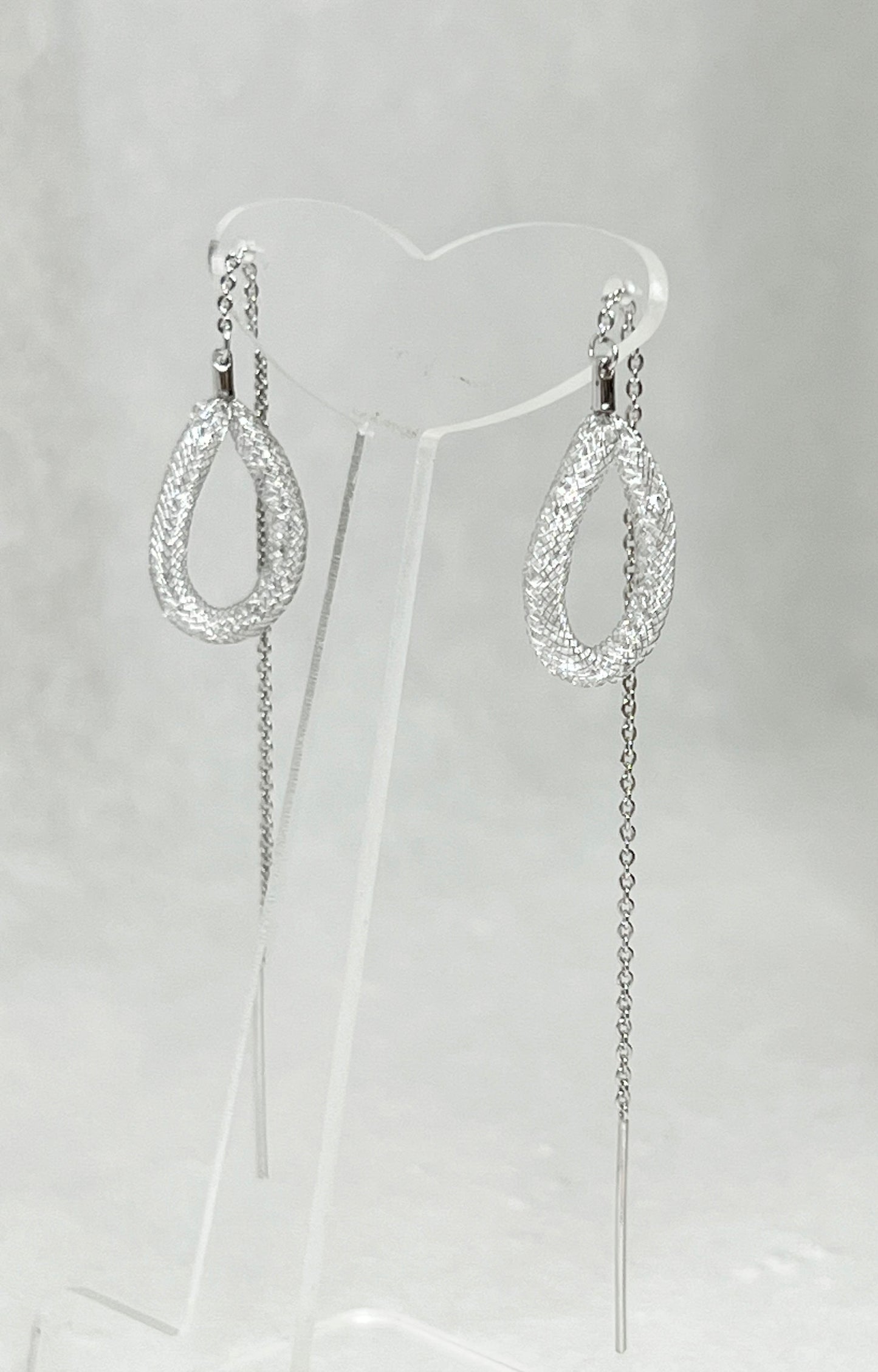 Open Water drop Ear Threader ,Long earrings,  Tear Drop Pull Through Earrings