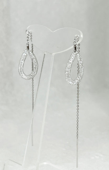 Open Water drop Ear Threader ,Long earrings,  Tear Drop Pull Through Earrings