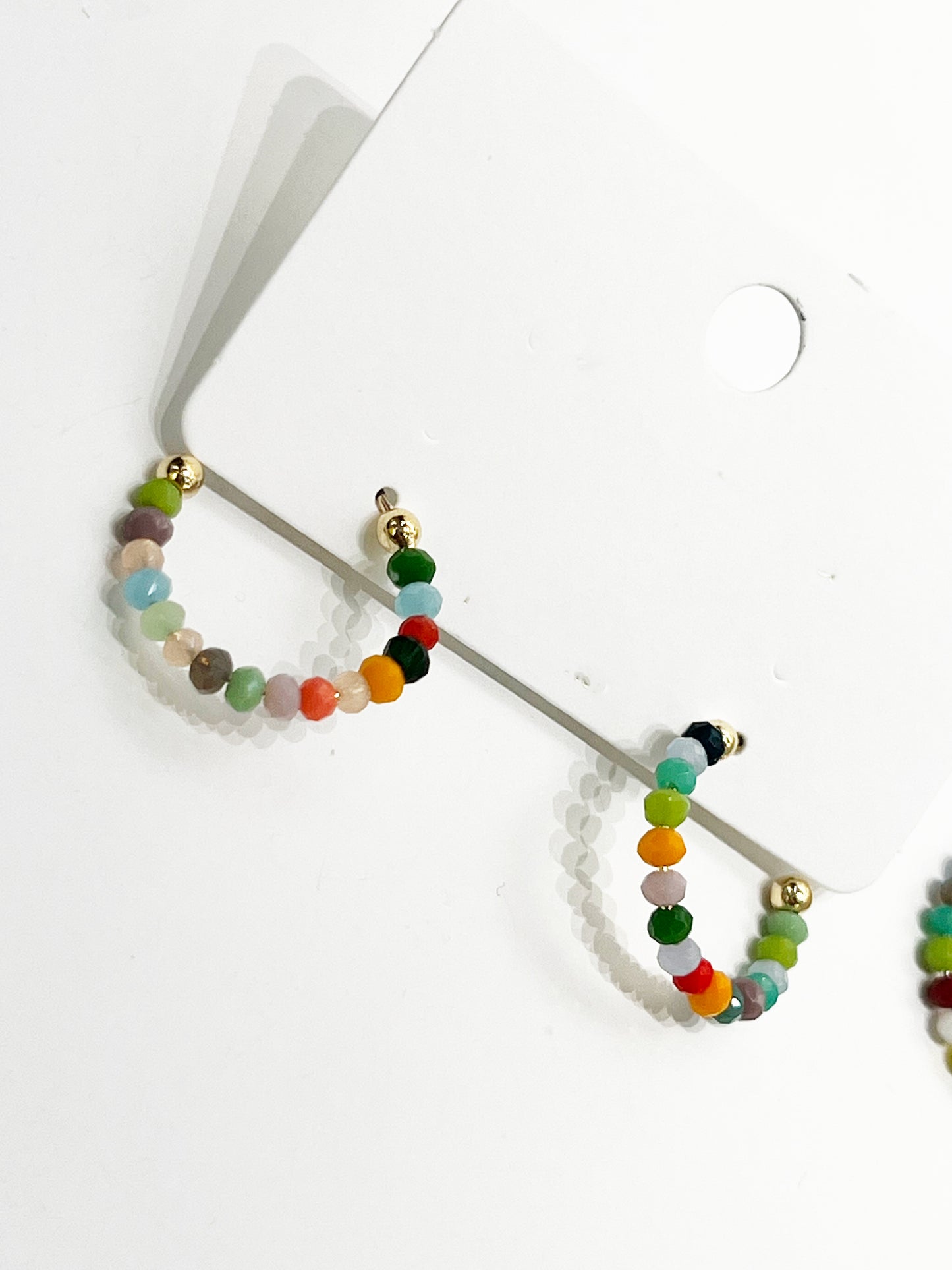 Multi color stones Hoop Earrings. beaded stones hoop earrings, colorful ring earrings