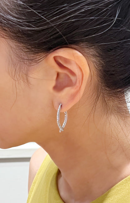 Two ways drop crosses cubic bar earrings, curved cubic bar long earrings