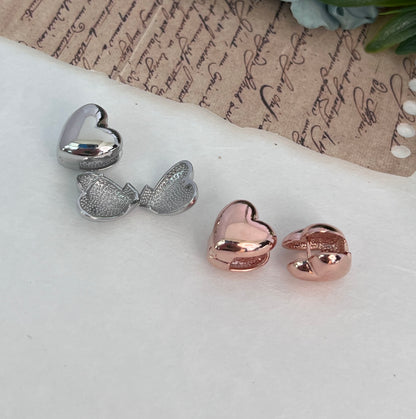 Chubby Heart clip hoop earrings ,Dome heart hoop stud earrings, One Touch silver 12mm dome heart clip stud Earrings