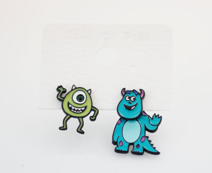 디즈니 라이선스 Monsters, Inc 스터드 귀걸이, Mike and Sully Ear Jacket, Monsters University 귀걸이