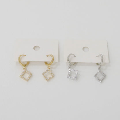 Square Cubic charm dangle Square Huggie Earrings cubic huggie hoops earrings ,huggie dangle earrings