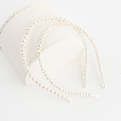 Hand made basic pearl beaded headband,Bridal Headband, Skinny Pearl Wedding Headband-2 size