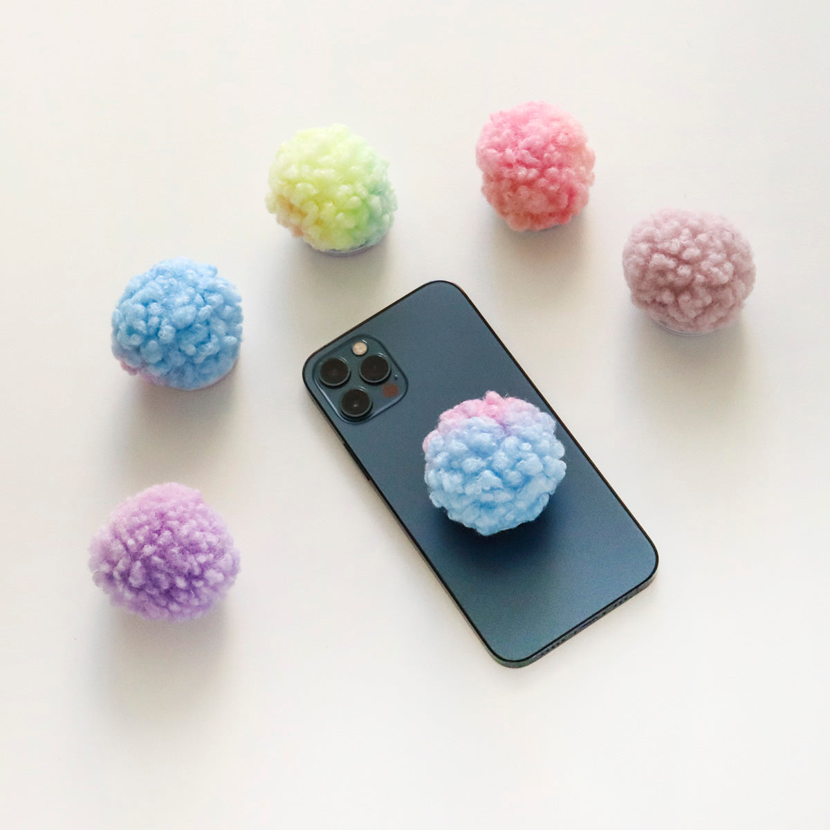 Cute Faux/Fur lame wool Pom Pom Phone Grip  Fluffy pastel color fur griptok, Cute Phone Stand Mobile Holder Phone Grip Griptok