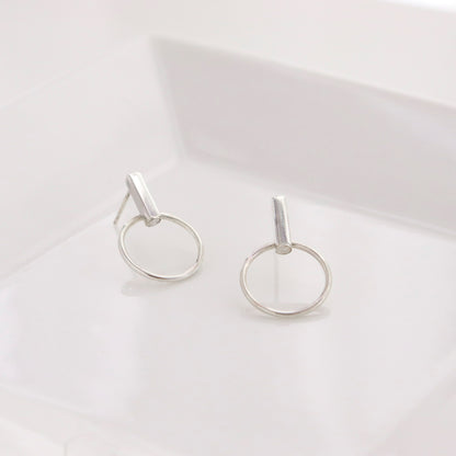 925 sterling silver Stick and Circles drop Earrings, Circle statement earrings,Large ring Earrings 2 types