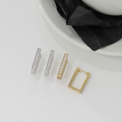 Square Cubic Huggie Earrings, cubic huggie hoops earrings ,Cubic Square Huggie Hoop Earrings,Cubic Rectangle Huggie Earrings