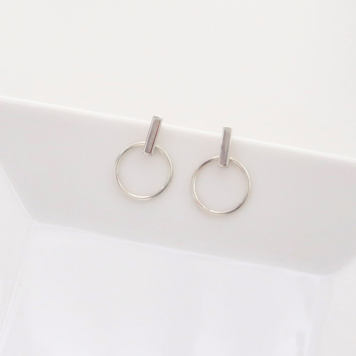 925 sterling silver Stick and Circles drop Earrings, Circle statement earrings,Large ring Earrings 2 types
