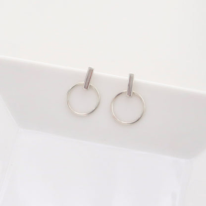 925 sterling silver Stick and Circles drop Earrings, Circle statement earrings,Large ring Earrings 2 types