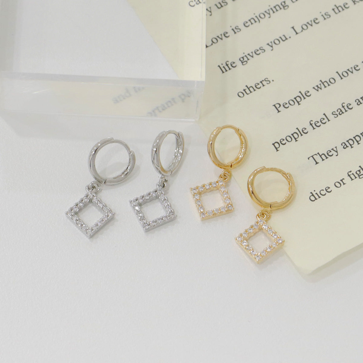 Square Cubic charm dangle Square Huggie Earrings cubic huggie hoops earrings ,huggie dangle earrings