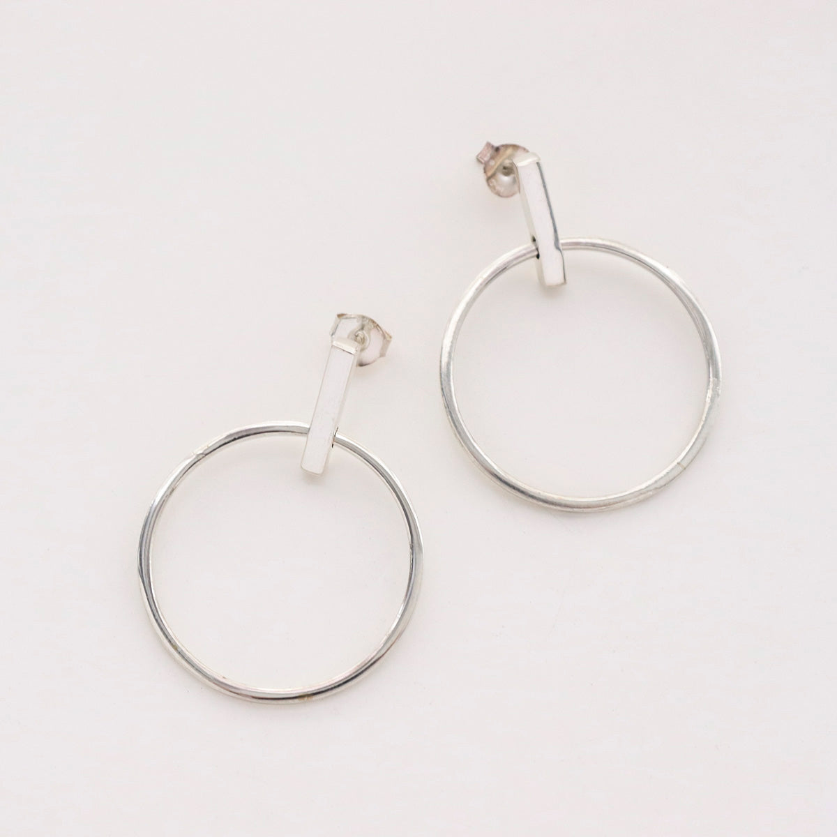 925 sterling silver Stick and Circles drop Earrings, Circle statement earrings,Large ring Earrings 2 types