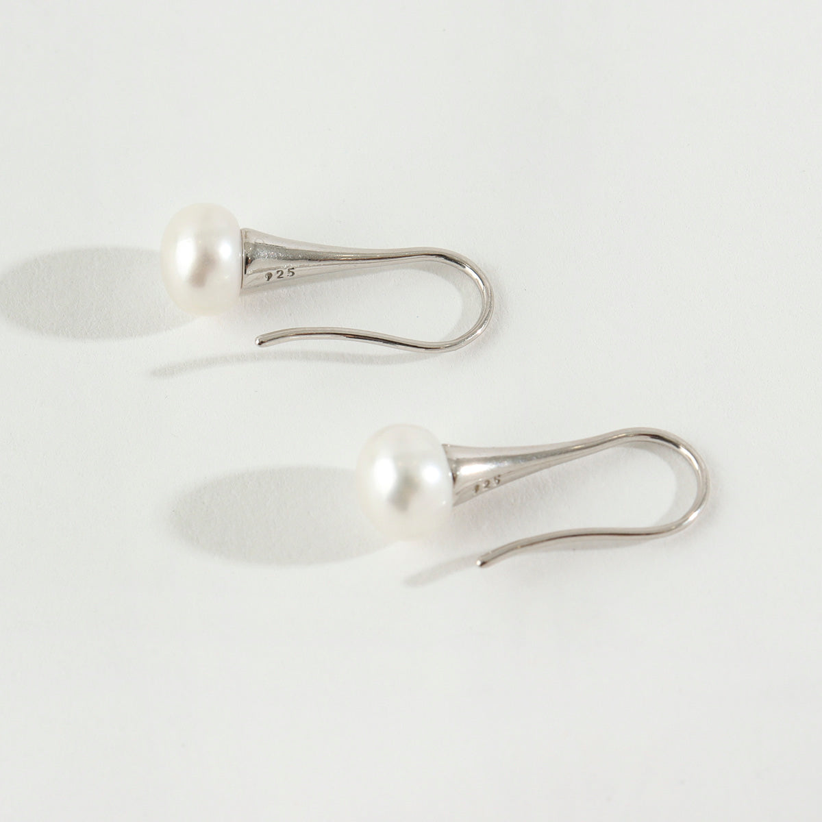 925 Sterling Silver fresh water pearl long drop hook earrings