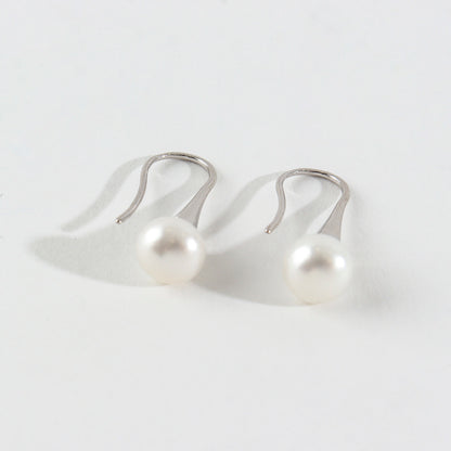 925 Sterling Silver fresh water pearl long drop hook earrings